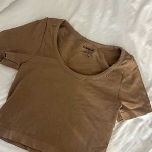 Garage Women's Brown Ribbed Crop Top